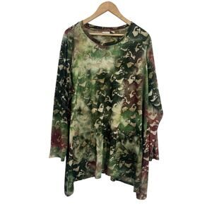 LOGO Lori Goldstein EarthTone Textured Burn Out Pocket Front Tunic 2X Lagenlook